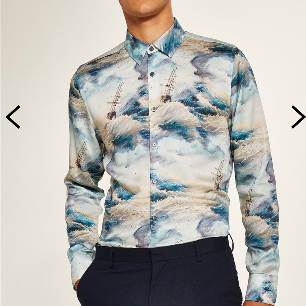 Topman Premium Rough Rides Long Sleeve Shirt